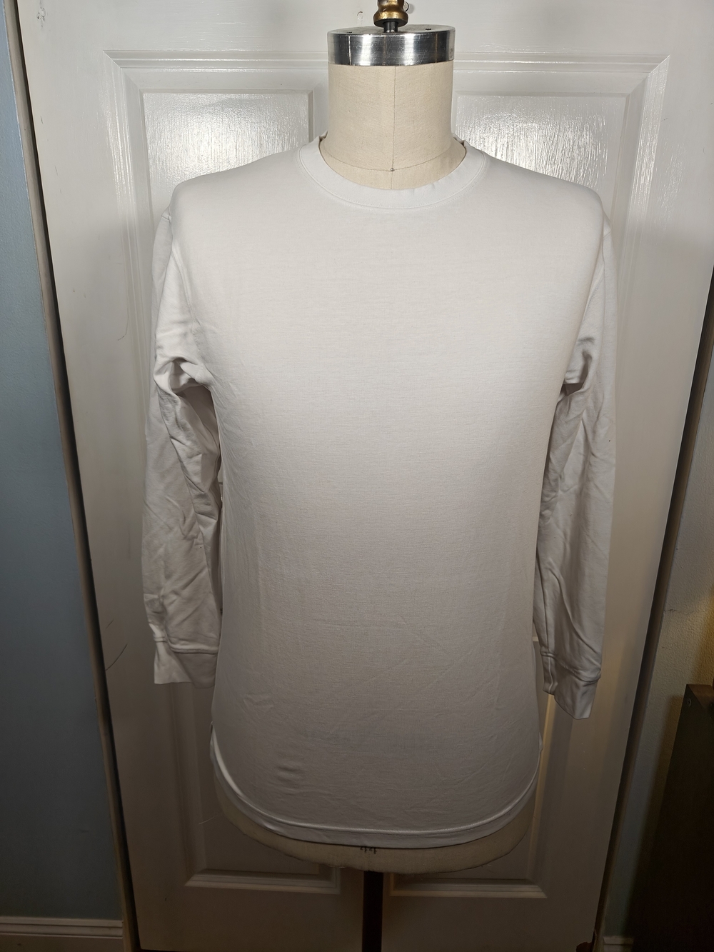 Denim & Flower Mens Medium Off-White Cream Long Sleeve Crewneck Knit T-Shirt